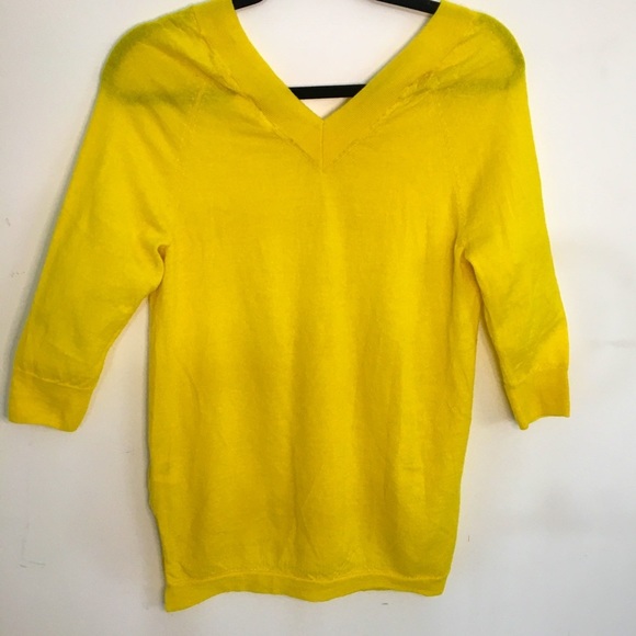 Anthropologie Tops - Anthropologie: Yellow V-Neck Wool Sweater Sz S
